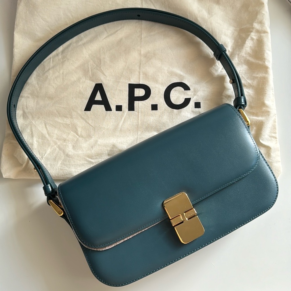A.P.C. Dark Green Shoulder Bag with Gold Accents - Picture 2 of 5